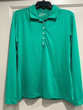Nike Women’s Golf Tour Performance  Dri-Fit Long-Sleeve Polo Top Green Medium